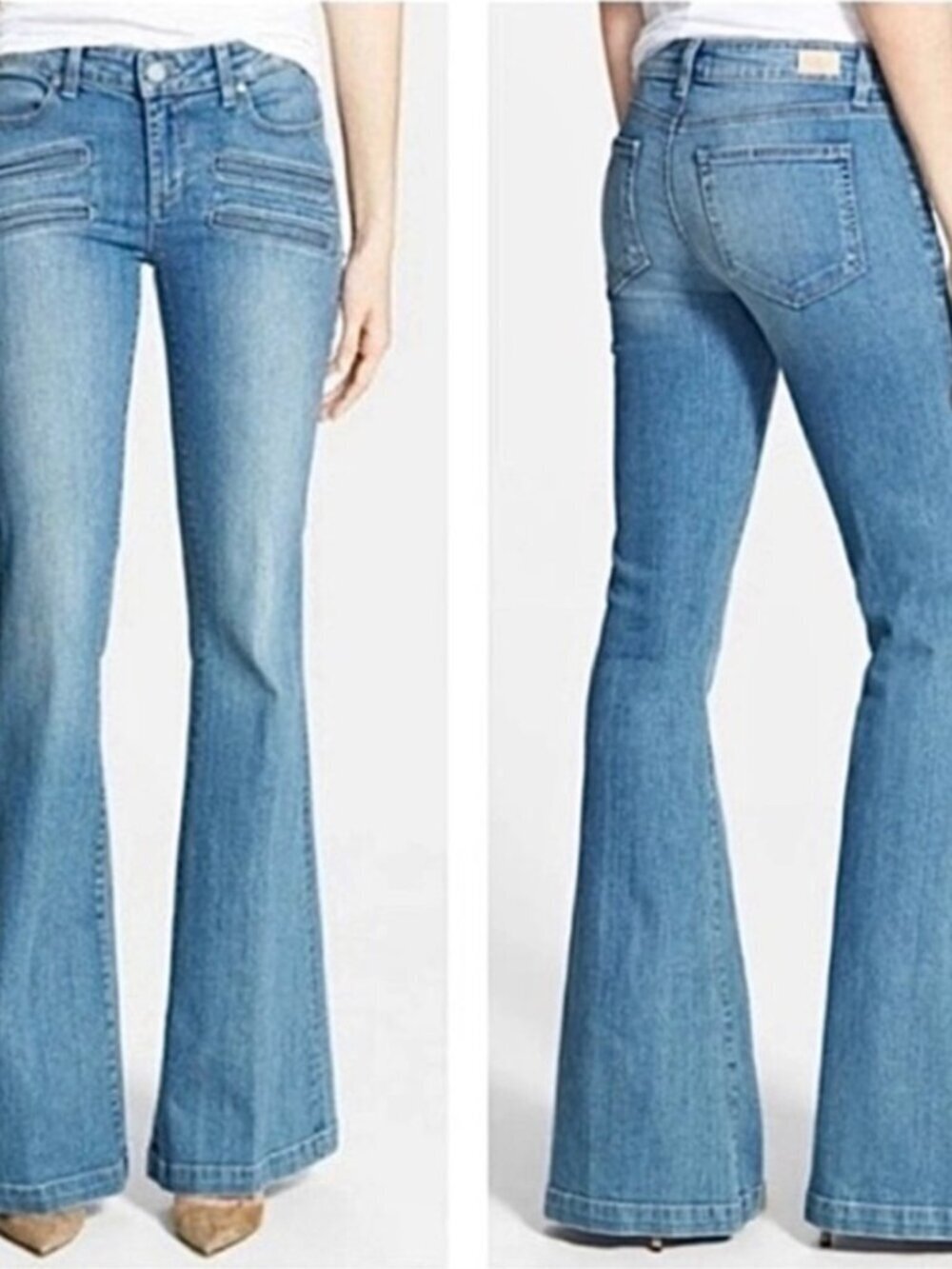 PAIGE Fiona Flare Jeans in Medium Light Paulina No Whisker Wash Size 31